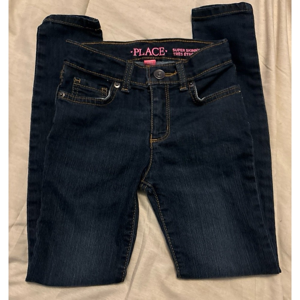 Children's‎ Place Dark Wash Super Skinny Stretch Jeans, Size 6X/7 w/ Adj Waist